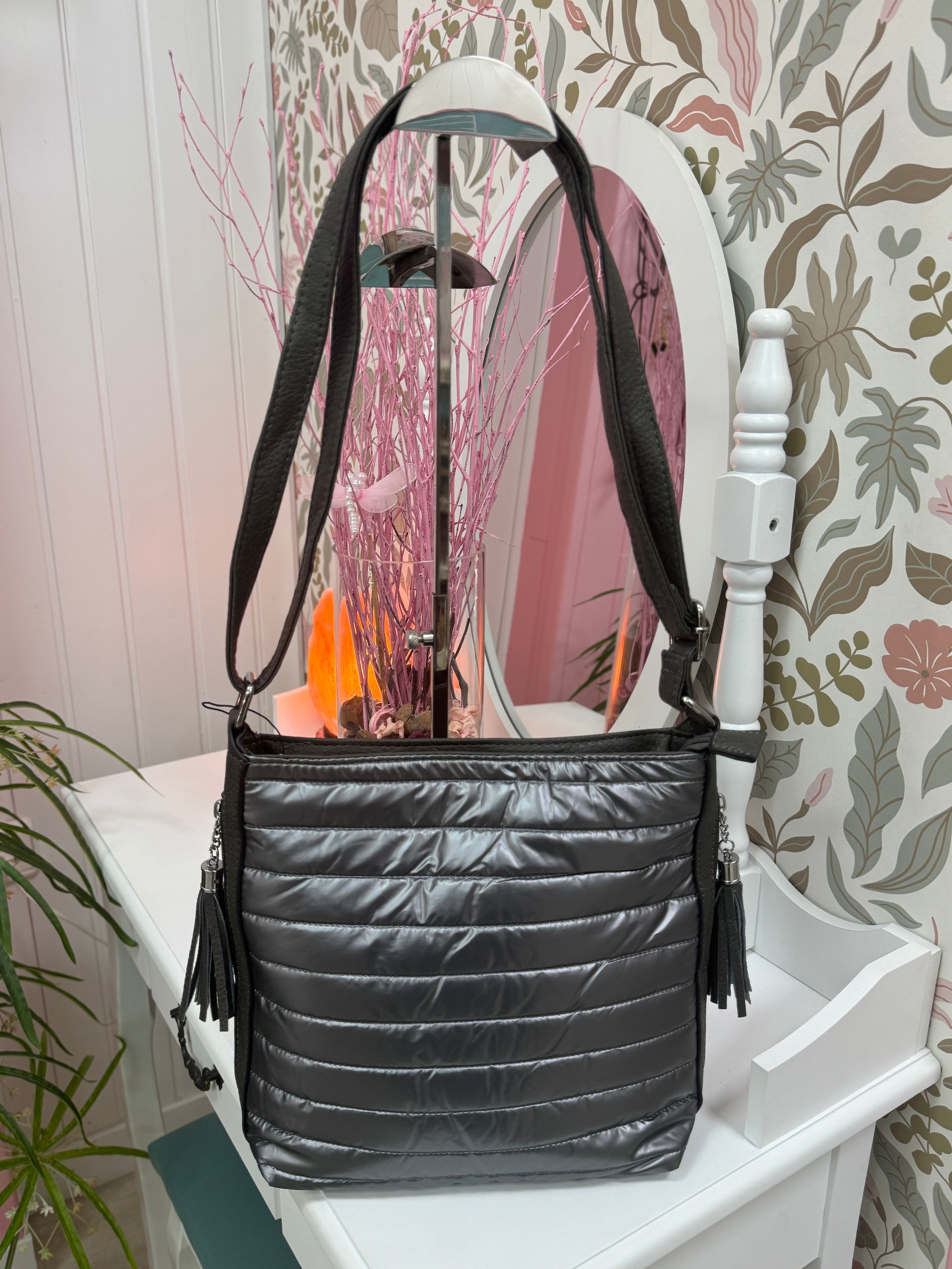 BOLSO ACOLCHADO PLOMO