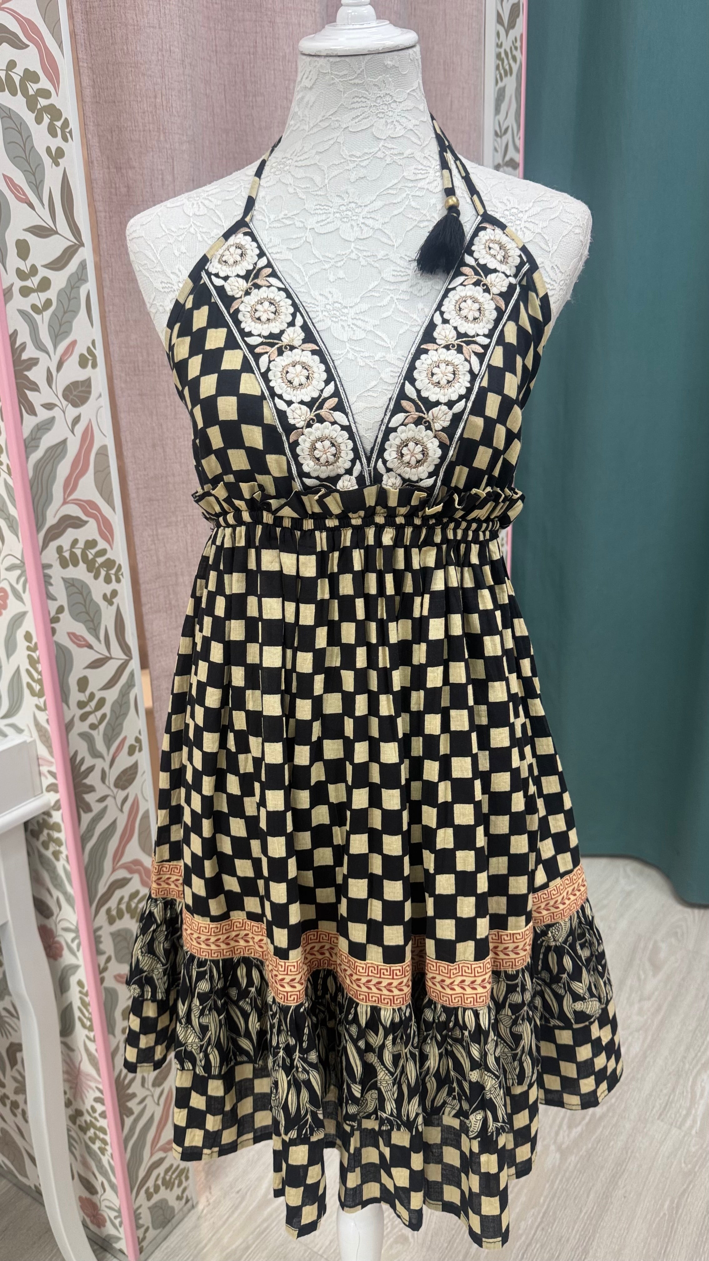 VESTIDO CUADROS ESPALDA DESCUBIERTA