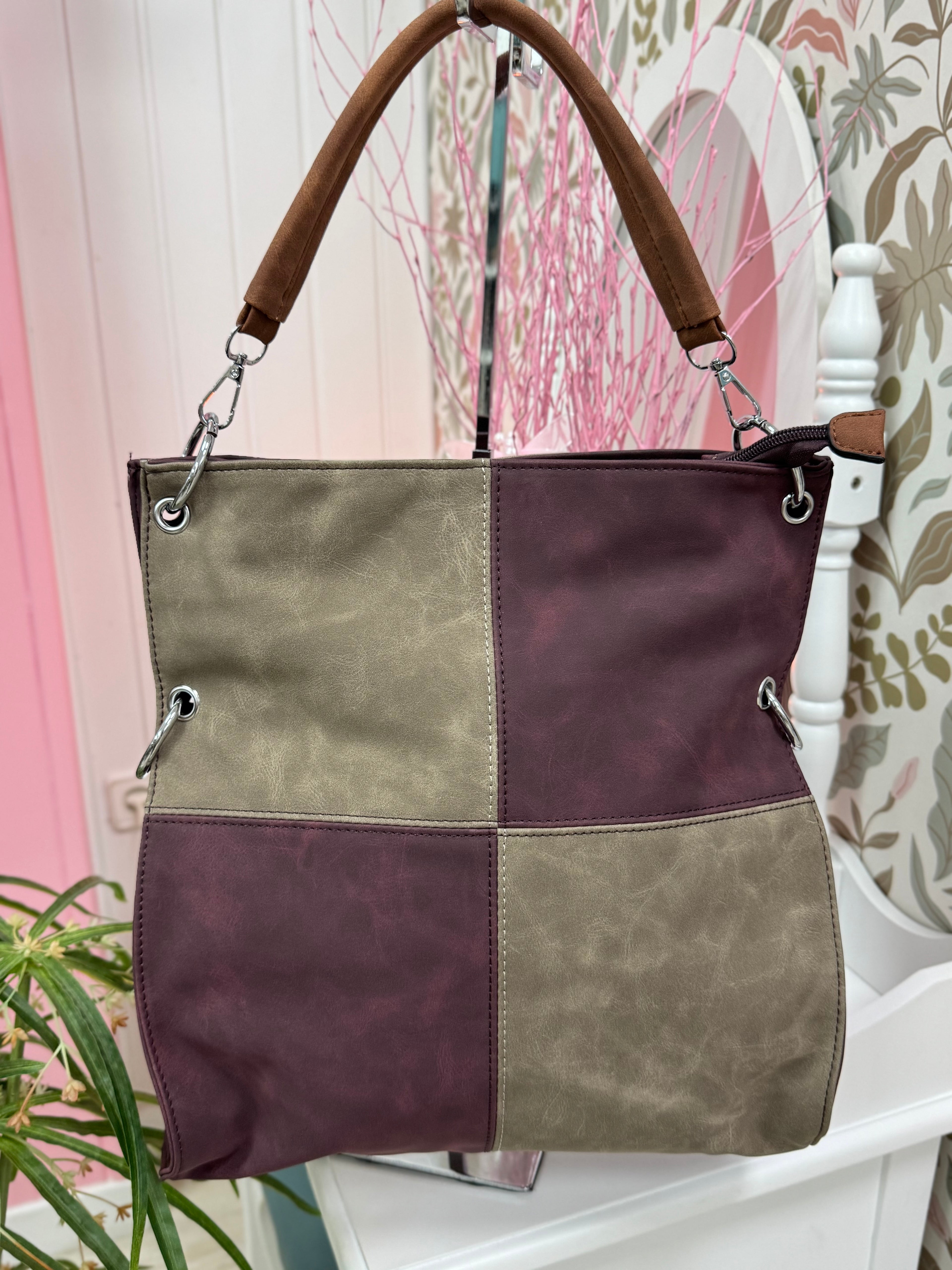 BOLSO CON CUADRADOS BICOLOR