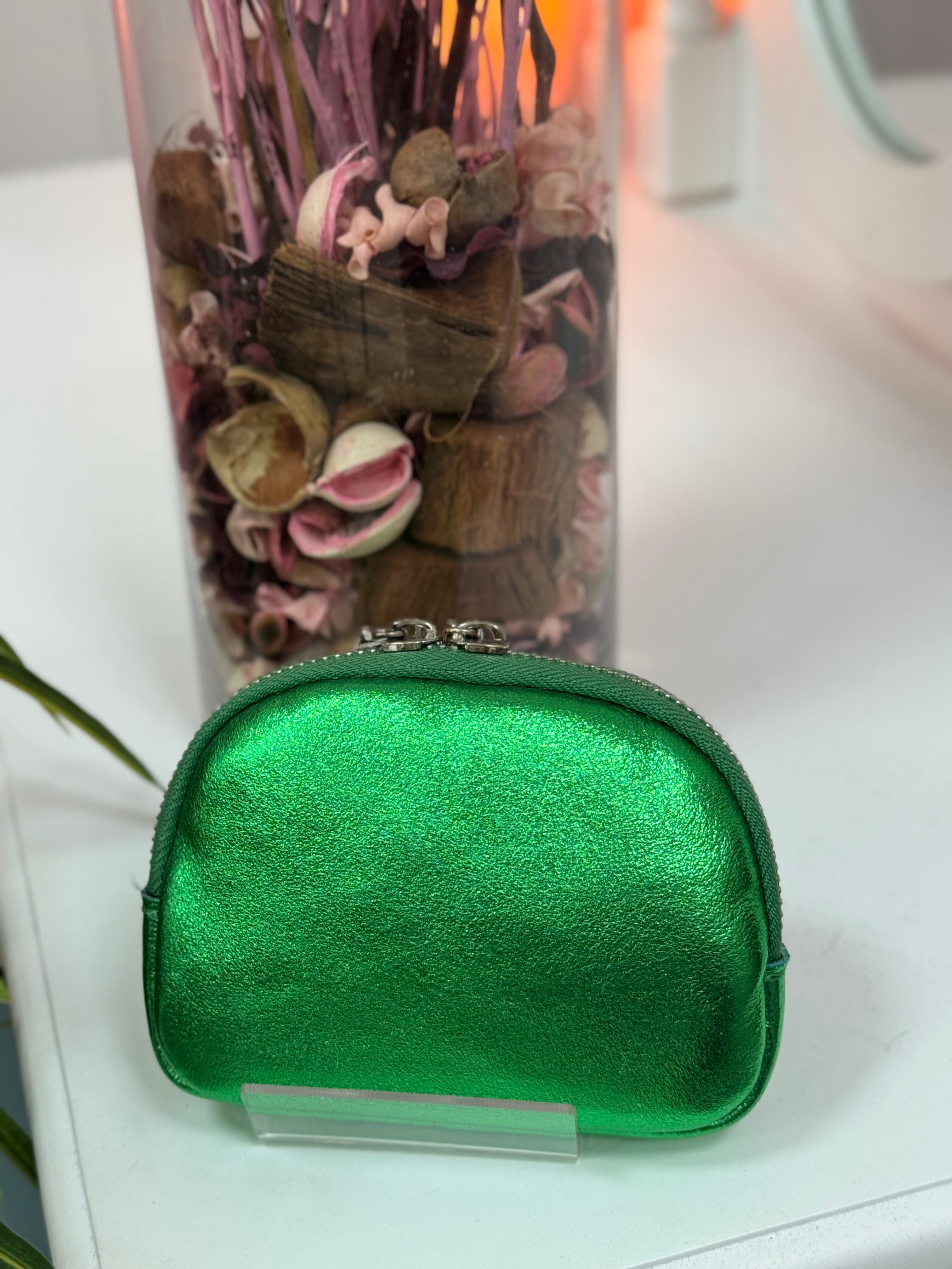 MONEDERO DE PIEL METALIZADO