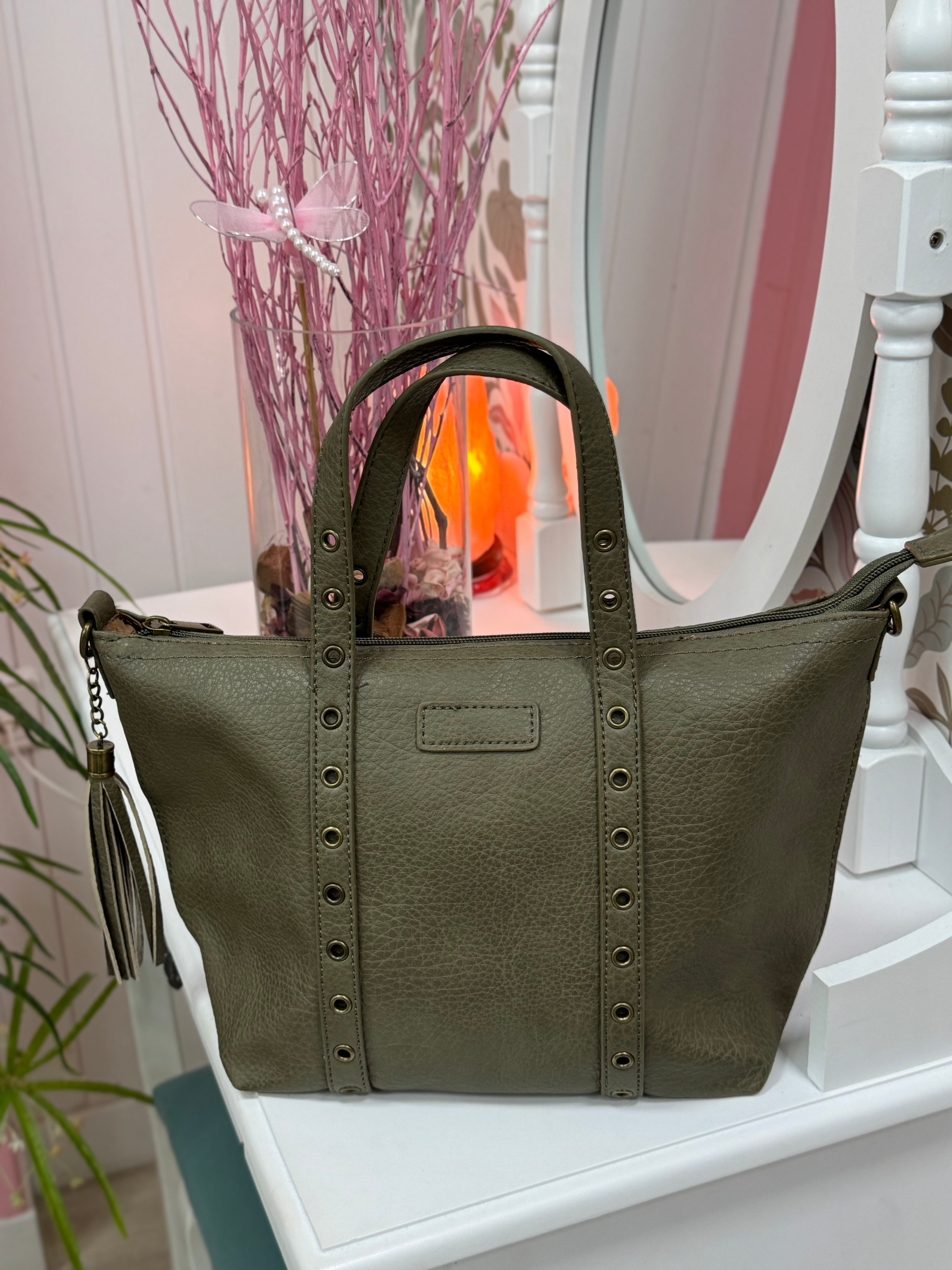 BOLSO VERDE MILITAR TACHAS