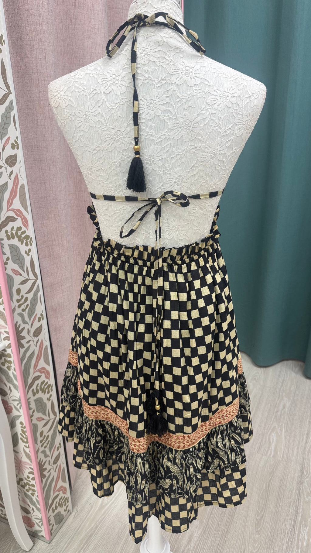 VESTIDO CUADROS ESPALDA DESCUBIERTA