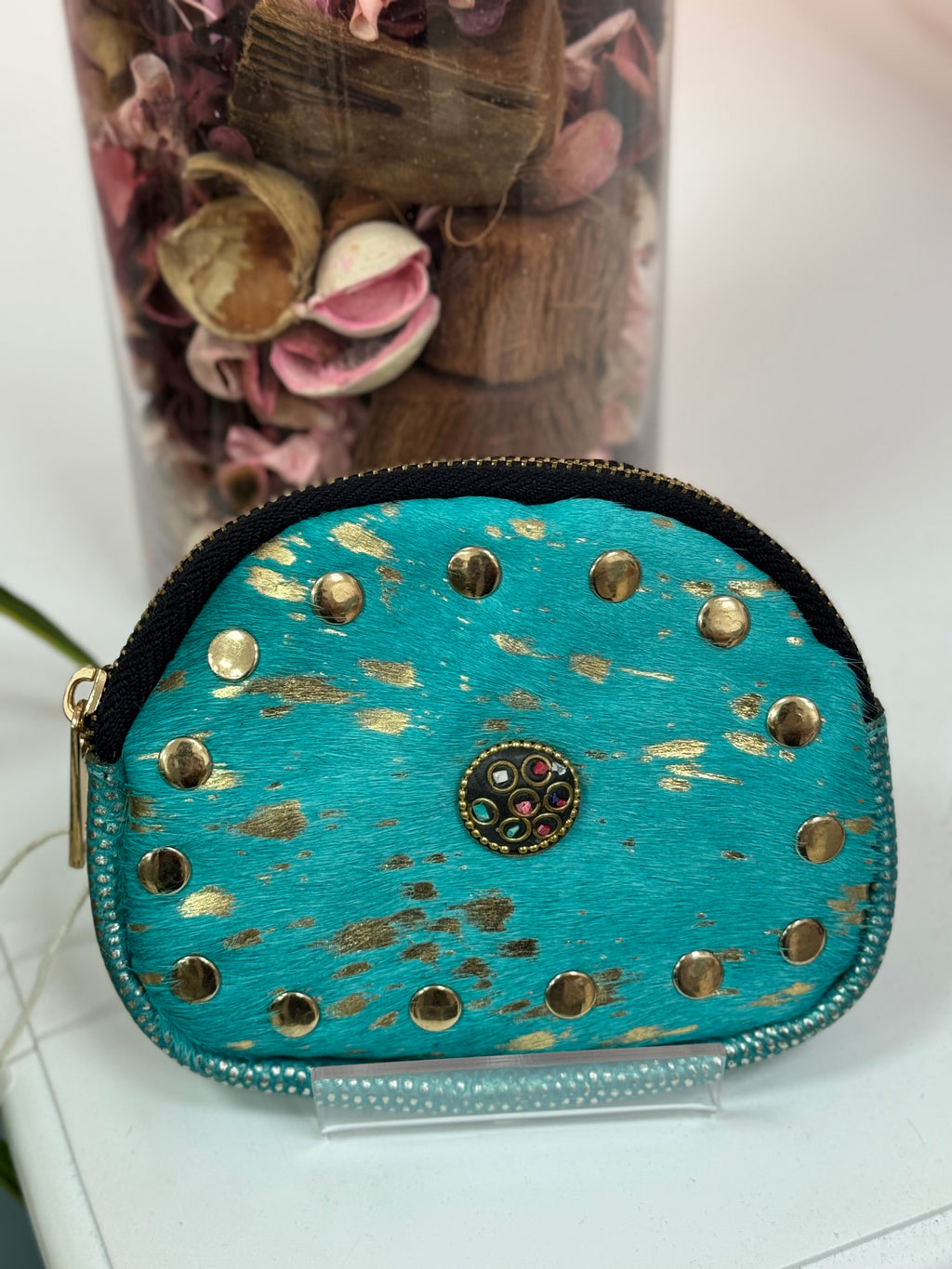 MONEDEROS PIEL OVALADO TACHAS