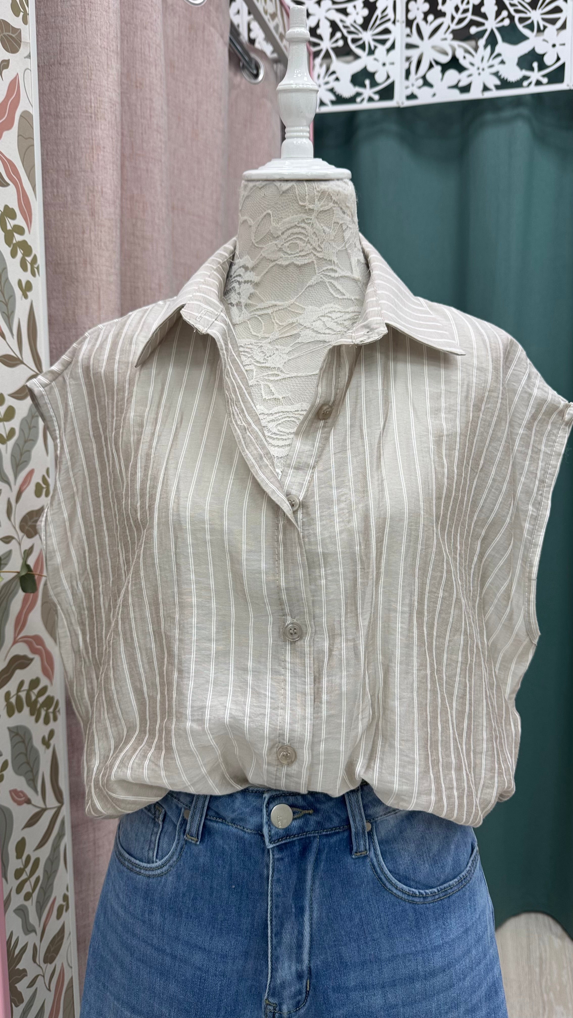 CAMISA RAYAS MANGA CAÍDA