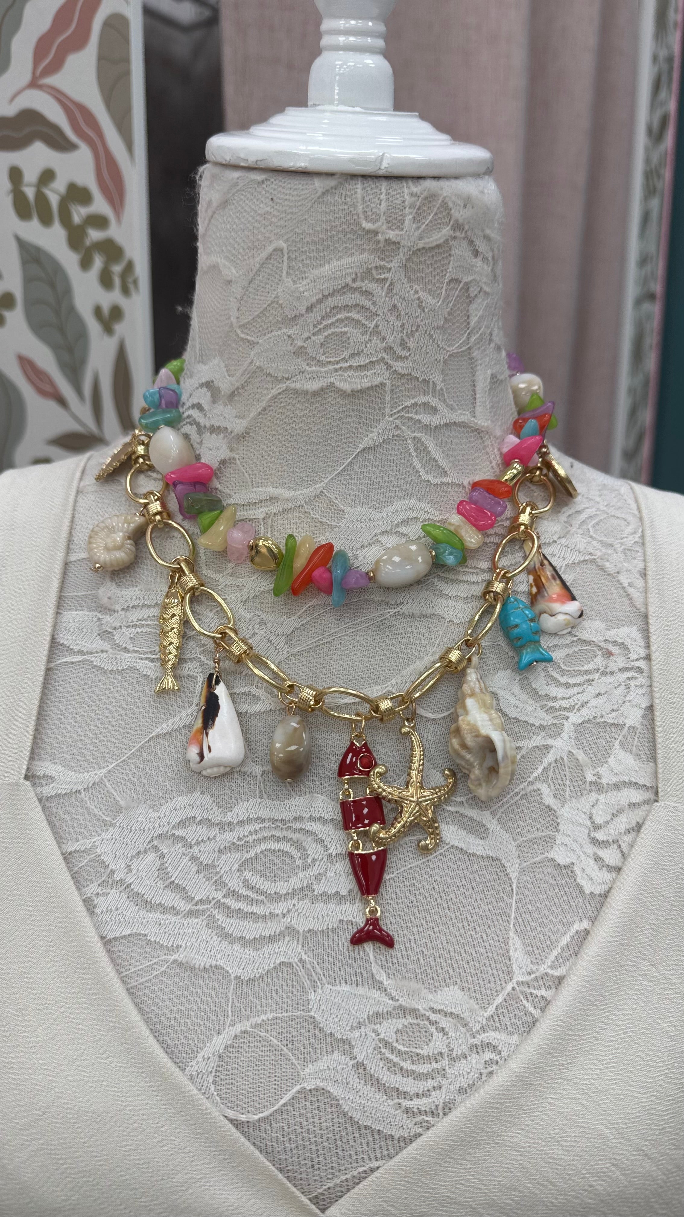 COLLAR DOBLE ABALORIOS