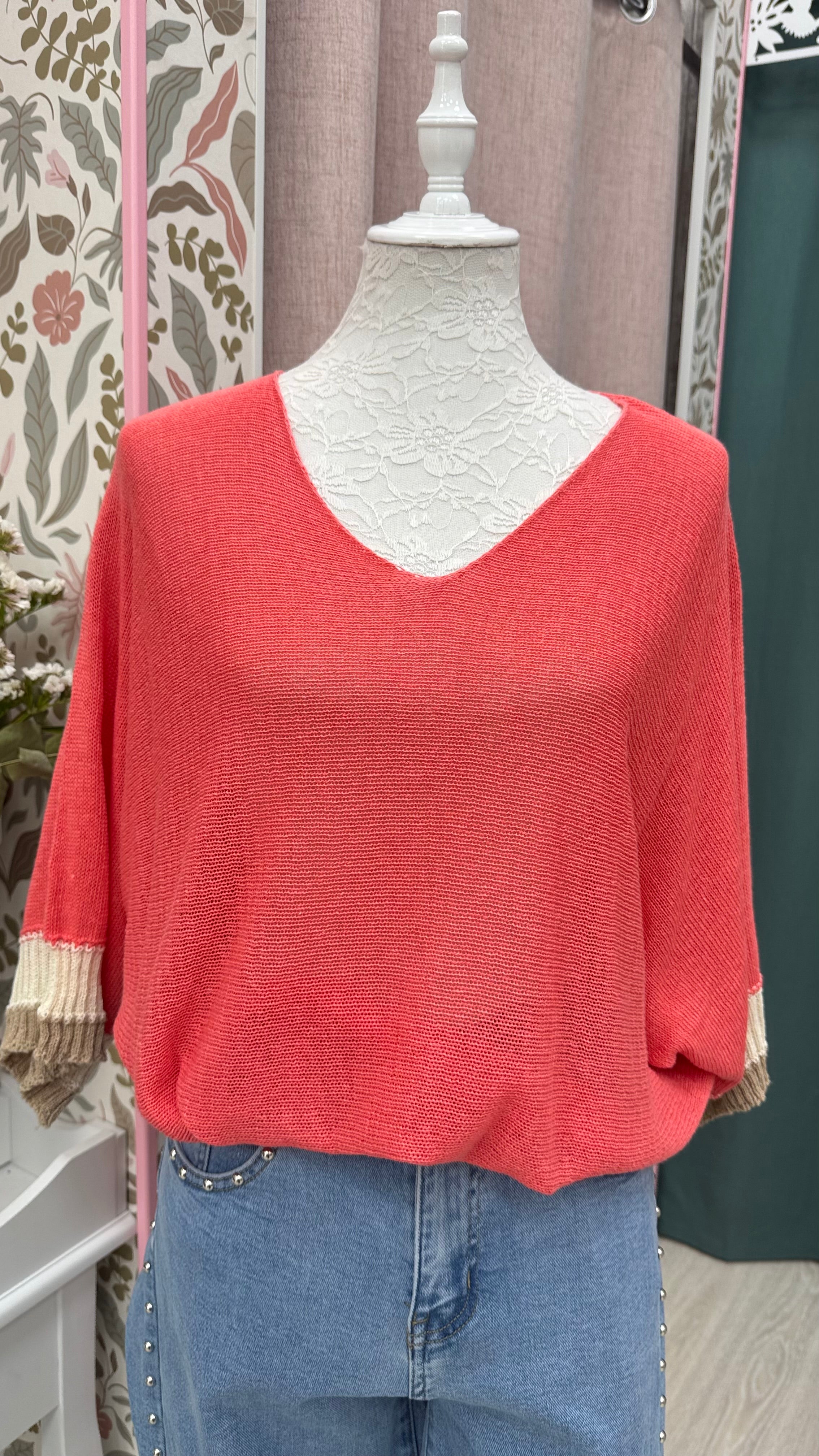 JERSEY HILO MANGA 3/4 ESCOTE PICO