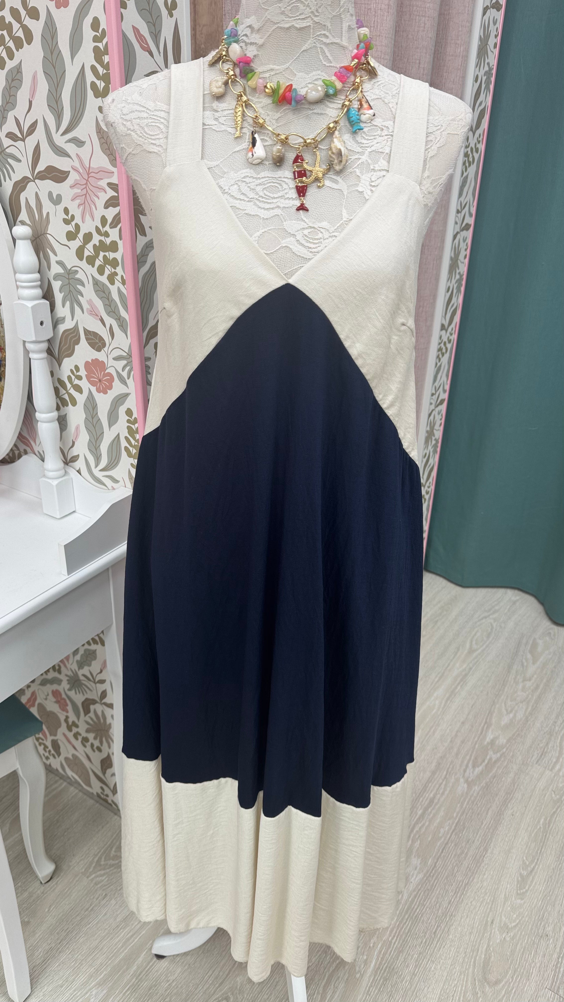 VESTIDO BICOLOR TIRANTES