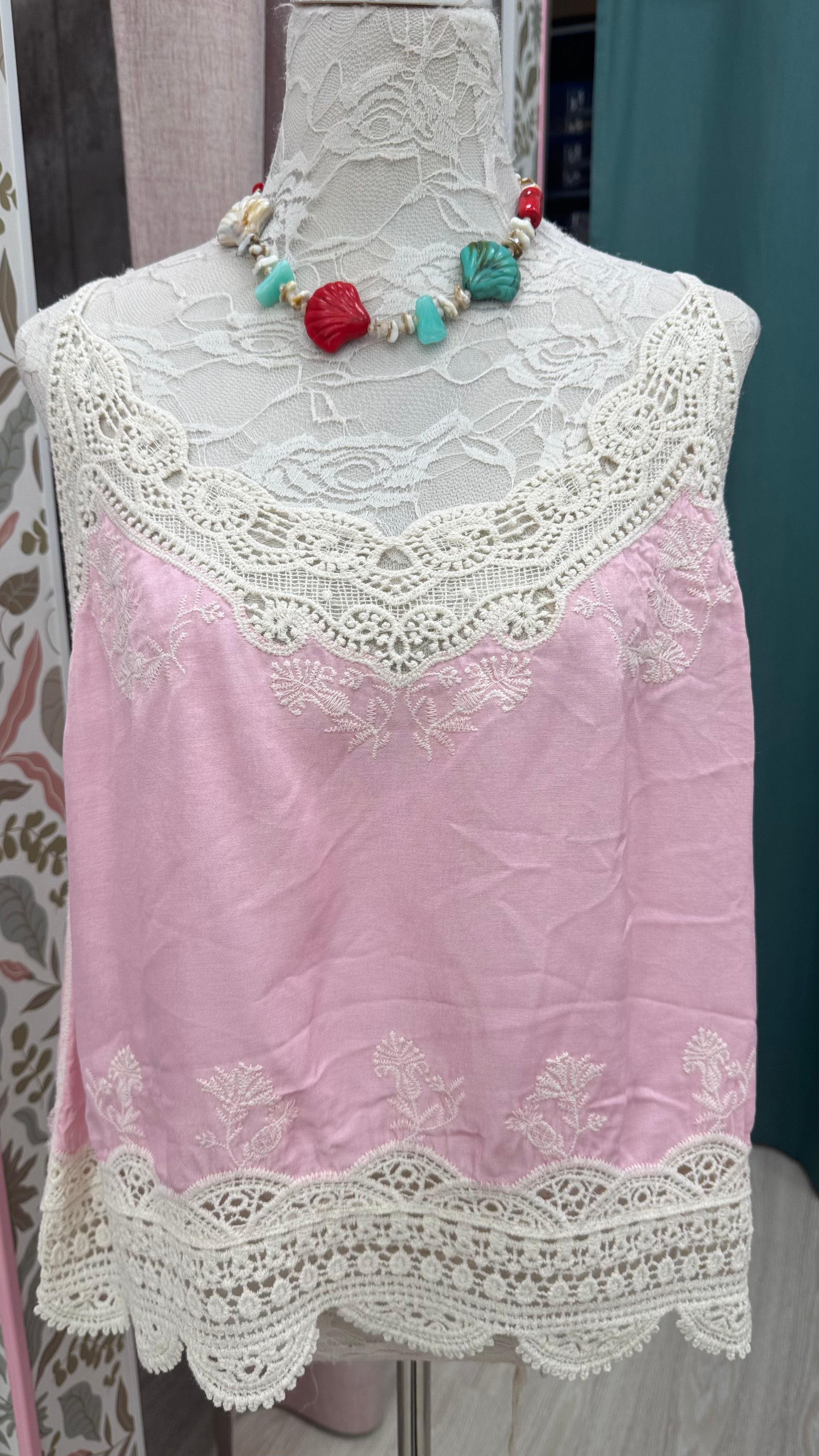 BLUSA TIRANTES BICOLOR ENCAJE