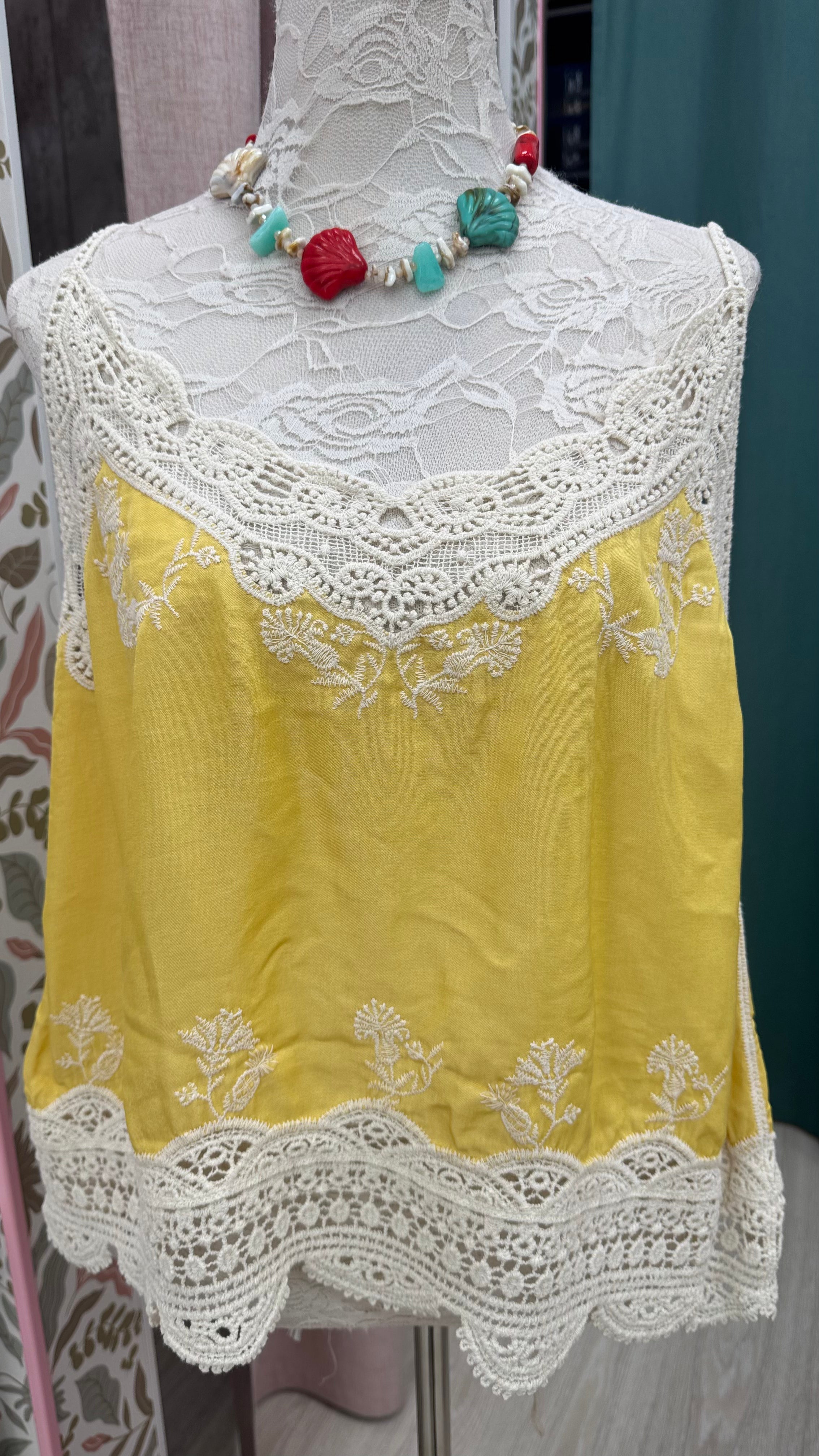 BLUSA TIRANTES BICOLOR ENCAJE