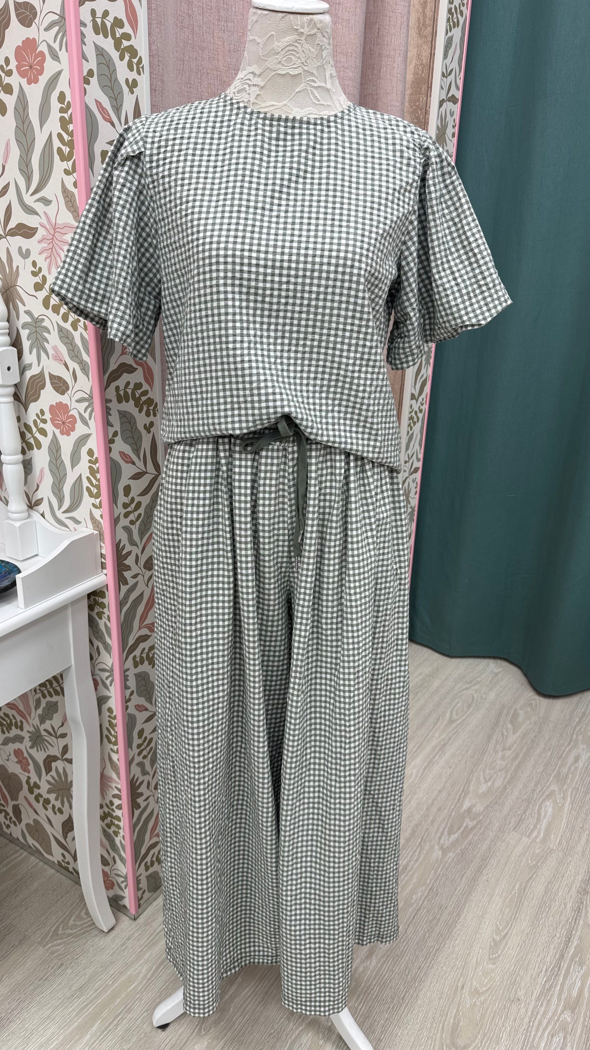 BLUSA VICHY MANGA GLOBO