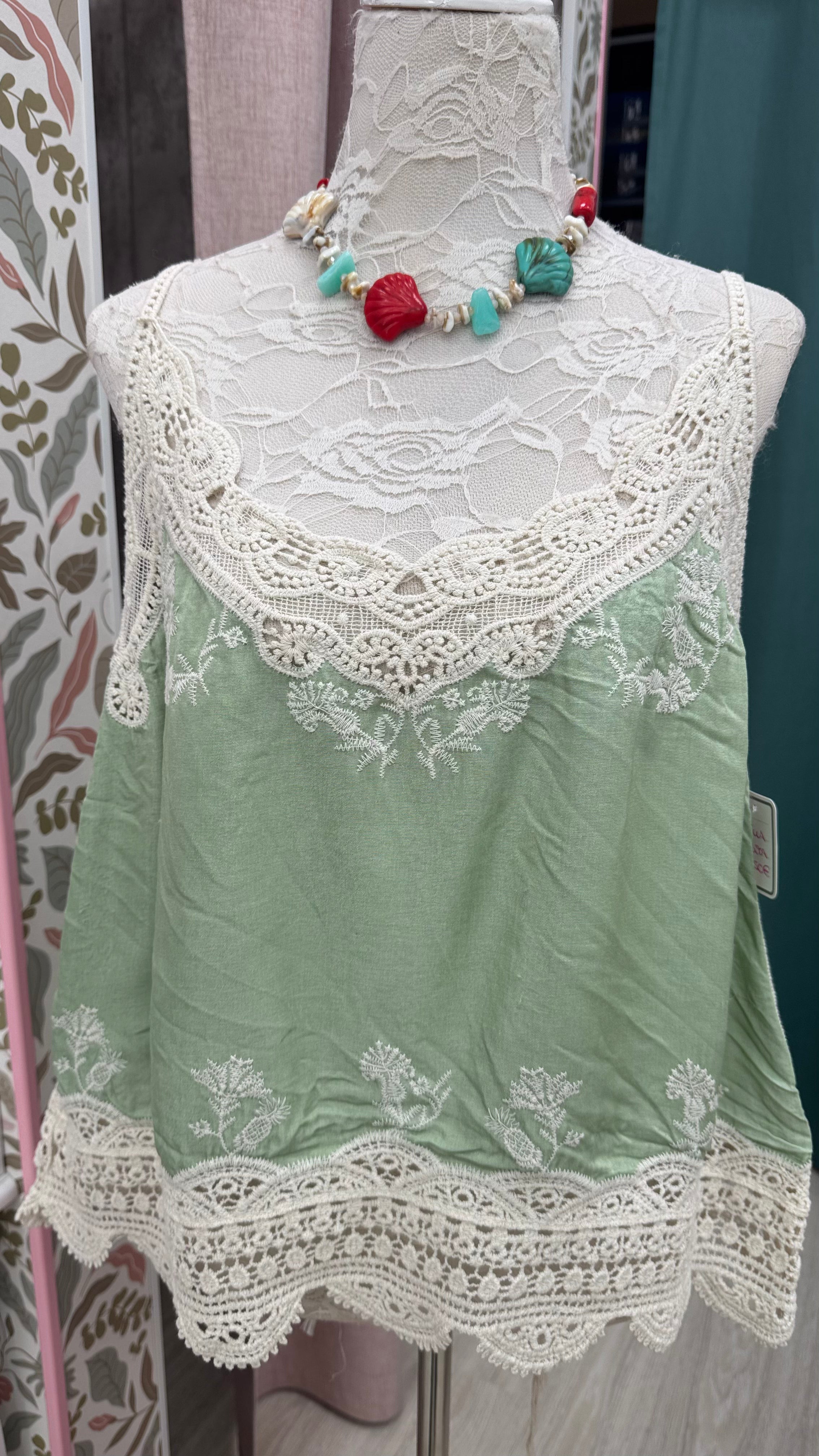 BLUSA TIRANTES BICOLOR ENCAJE